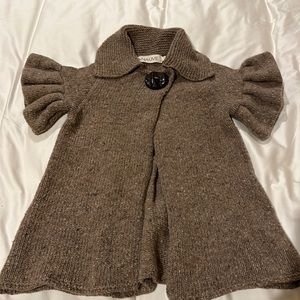 Anauve brown tweed wool ruffle sweater coat